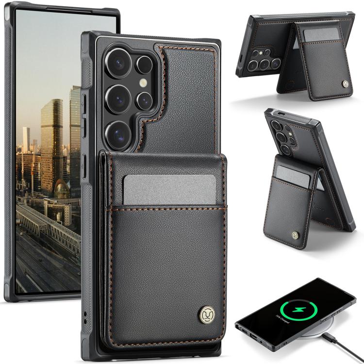 JEEHOOD J06 British Style RFID MagSafe Card Bag PU Phone Case, For Samsung Galaxy S26+ 5G, For Samsung Galaxy S26 Ultra 5G, For Samsung Galaxy S26 5G, For Samsung Galaxy S25 Edge 5G