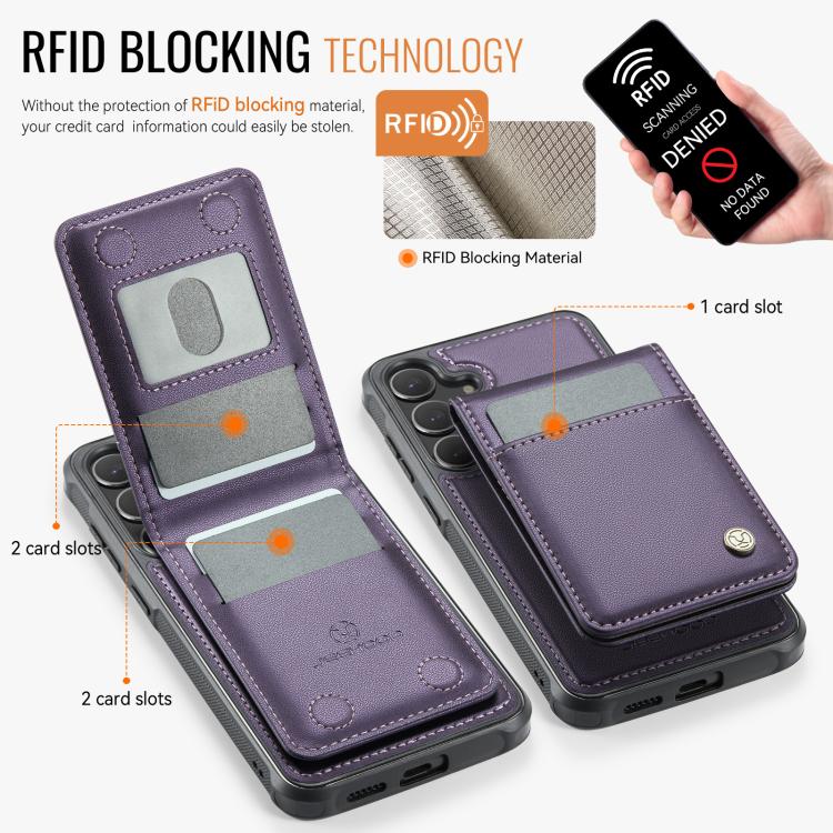 JEEHOOD J06 British Style RFID MagSafe Card Bag PU Phone Case, For Galaxy S25 FE 5G, For Samsung Galaxy S25 Edge 5G, For Samsung Galaxy S25 5G, For Samsung Galaxy S25+ 5G