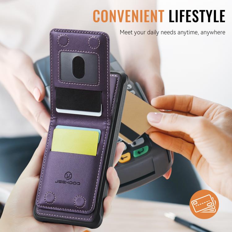 JEEHOOD J06 British Style RFID MagSafe Card Bag PU Phone Case, For Galaxy S25 FE 5G, For Samsung Galaxy S25 Edge 5G, For Samsung Galaxy S25 5G, For Samsung Galaxy S25+ 5G