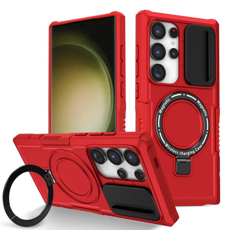 Sliding Camshield MagSafe Holder TPU Hybrid PC Phone Case, For Samsung Galaxy S24 Ultra 5G, For Samsung Galaxy S24+ 5G