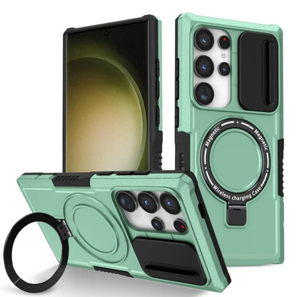 Sliding Camshield MagSafe Holder TPU Hybrid PC Phone Case, For Samsung Galaxy S24 Ultra 5G, For Samsung Galaxy S24+ 5G