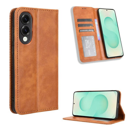 Magnetic Buckle Retro Texture Leather Phone Case, For Samsung Galaxy S25 FE 5G, For Samsung Galaxy S25 Edge 5G, For Samsung Galaxy S25 5G, For Samsung Galaxy S25+ 5G, For Samsung Galaxy S25 Ultra 5G, For Samsung Galaxy S24 FE 5G