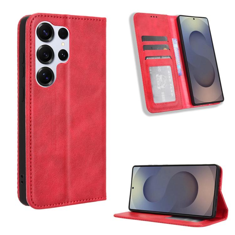 Magnetic Buckle Retro Texture Leather Phone Case, For Samsung Galaxy S25+ 5G, For Samsung Galaxy S25 Ultra 5G, For Samsung Galaxy S24 FE 5G