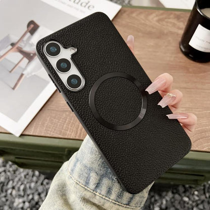 CD Magsafe Magnetic Litchi Texture Phone Case, For Samsung Galaxy S25 5G, For Samsung Galaxy S25+ 5G, For Samsung Galaxy S25 Ultra 5G