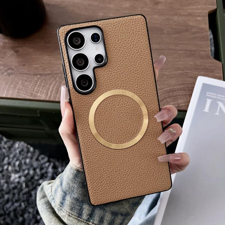 CD Magsafe Magnetic Litchi Texture Phone Case, For Samsung Galaxy S25 5G, For Samsung Galaxy S25+ 5G, For Samsung Galaxy S25 Ultra 5G