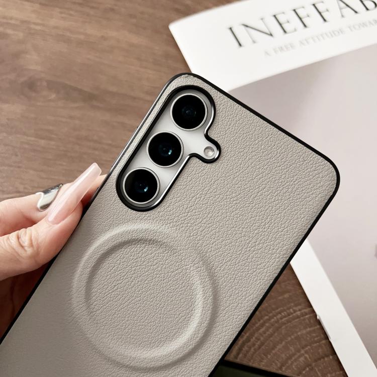 Magsafe Magnetic Plain Leather Phone Case, For Samsung Galaxy S25 5G, For Samsung Galaxy S25+ 5G, For Samsung Galaxy S25 Ultra 5G