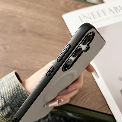 Magsafe Magnetic Plain Leather Phone Case, For Samsung Galaxy S25 5G, For Samsung Galaxy S25+ 5G, For Samsung Galaxy S25 Ultra 5G