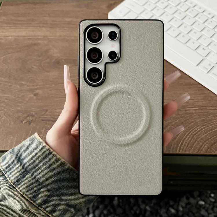 Magsafe Magnetic Plain Leather Phone Case, For Samsung Galaxy S25 5G, For Samsung Galaxy S25+ 5G, For Samsung Galaxy S25 Ultra 5G