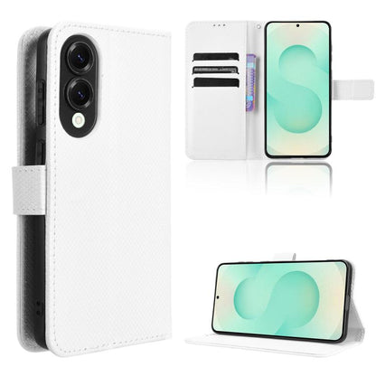 Diamond Texture Leather Phone Case, For Samsung Galaxy S25 FE 5G, For Samsung Galaxy S25 Edge 5G, For Samsung Galaxy S25 5G, For Samsung Galaxy S25+ 5G