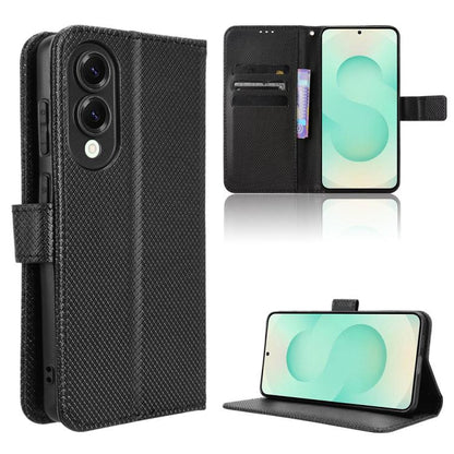 Diamond Texture Leather Phone Case, For Samsung Galaxy S25 FE 5G, For Samsung Galaxy S25 Edge 5G, For Samsung Galaxy S25 5G, For Samsung Galaxy S25+ 5G