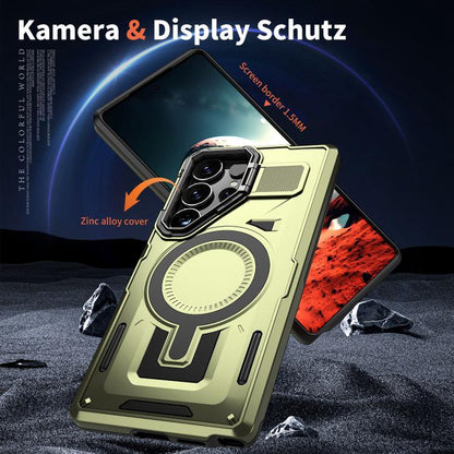 Shield Hollow Frame Holder MagSafe Phone Case, For Samsung Galaxy S25 5G, For Samsung Galaxy S25+ 5G, For Samsung Galaxy S24 FE 5G