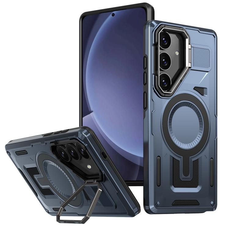 Shield Hollow Frame Holder MagSafe Phone Case, For Samsung Galaxy S25 5G, For Samsung Galaxy S25+ 5G, For Samsung Galaxy S24 FE 5G