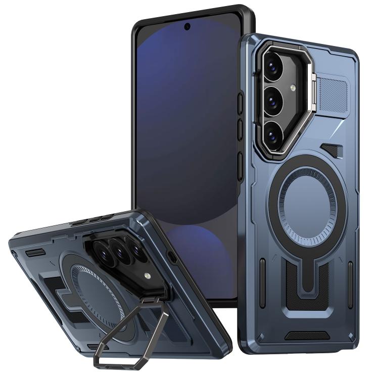 Shield Hollow Frame Holder MagSafe Phone Case, For Samsung Galaxy S25 5G, For Samsung Galaxy S25+ 5G, For Samsung Galaxy S24 FE 5G