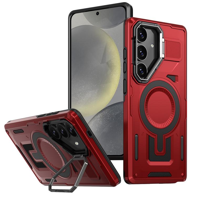 Shield Hollow Frame Holder MagSafe Phone Case, For Samsung Galaxy S24 Ultra 5G, For Samsung Galaxy S24 5G, For Samsung Galaxy S24+ 5G