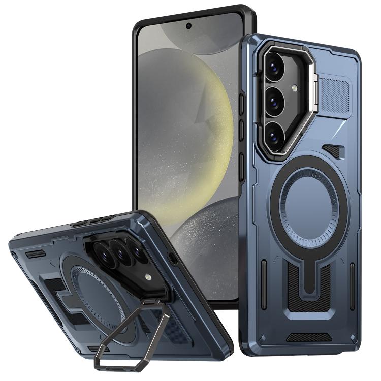 Shield Hollow Frame Holder MagSafe Phone Case, For Samsung Galaxy S24 Ultra 5G, For Samsung Galaxy S24 5G, For Samsung Galaxy S24+ 5G