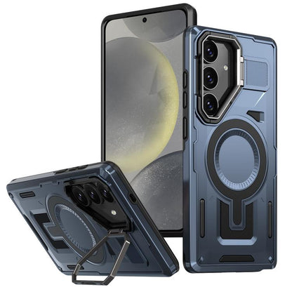 Shield Hollow Frame Holder MagSafe Phone Case, For Samsung Galaxy S24 Ultra 5G, For Samsung Galaxy S24 5G, For Samsung Galaxy S24+ 5G