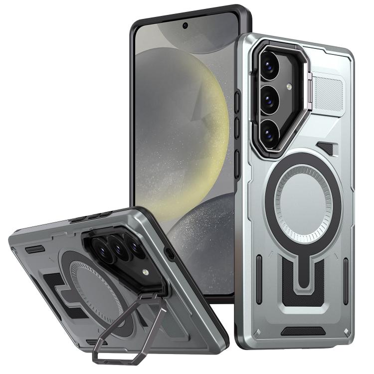 Shield Hollow Frame Holder MagSafe Phone Case, For Samsung Galaxy S24 Ultra 5G, For Samsung Galaxy S24 5G, For Samsung Galaxy S24+ 5G