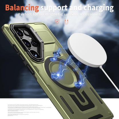 Shield Hollow Frame Holder MagSafe Phone Case, For Samsung Galaxy S23 FE 5G, For Samsung Galaxy S23 Ultra 5G, For Samsung Galaxy S23+ 5G