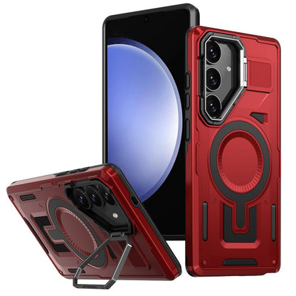 Shield Hollow Frame Holder MagSafe Phone Case, For Samsung Galaxy S23 FE 5G, For Samsung Galaxy S23 Ultra 5G, For Samsung Galaxy S23+ 5G