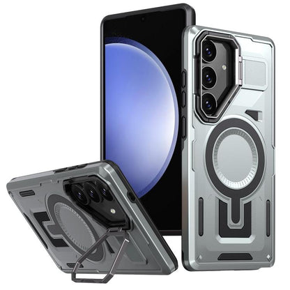 Shield Hollow Frame Holder MagSafe Phone Case, For Samsung Galaxy S23 FE 5G, For Samsung Galaxy S23 Ultra 5G, For Samsung Galaxy S23+ 5G