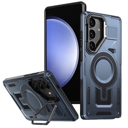 Shield Hollow Frame Holder MagSafe Phone Case, For Samsung Galaxy S23 FE 5G, For Samsung Galaxy S23 Ultra 5G, For Samsung Galaxy S23+ 5G