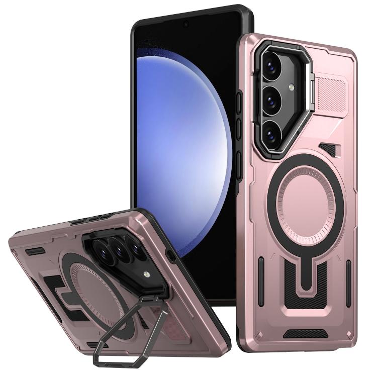 Shield Hollow Frame Holder MagSafe Phone Case, For Samsung Galaxy S23 FE 5G, For Samsung Galaxy S23 Ultra 5G, For Samsung Galaxy S23+ 5G