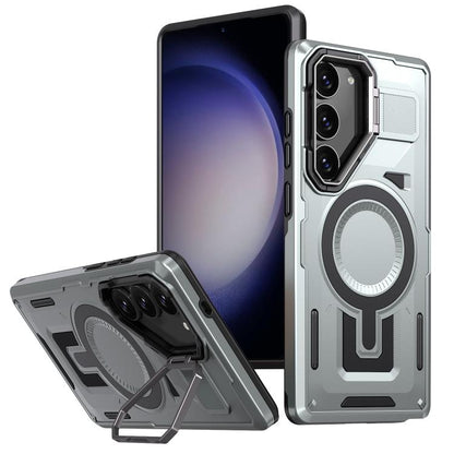 Shield Hollow Frame Holder MagSafe Phone Case, For Samsung Galaxy S23 FE 5G, For Samsung Galaxy S23 Ultra 5G, For Samsung Galaxy S23+ 5G