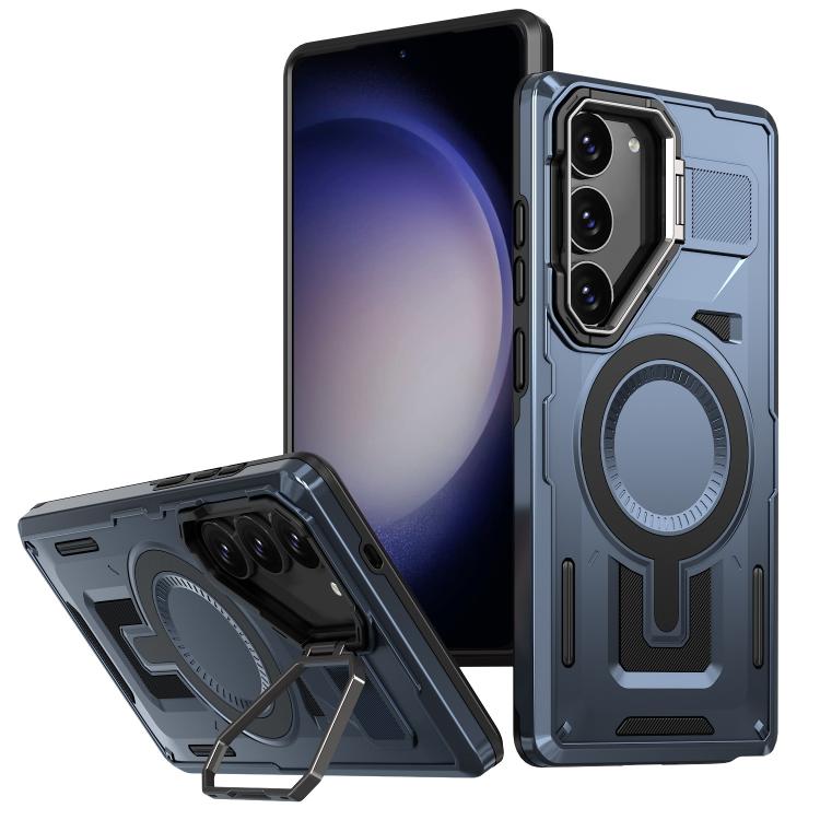 Shield Hollow Frame Holder MagSafe Phone Case, For Samsung Galaxy S23 FE 5G, For Samsung Galaxy S23 Ultra 5G, For Samsung Galaxy S23+ 5G