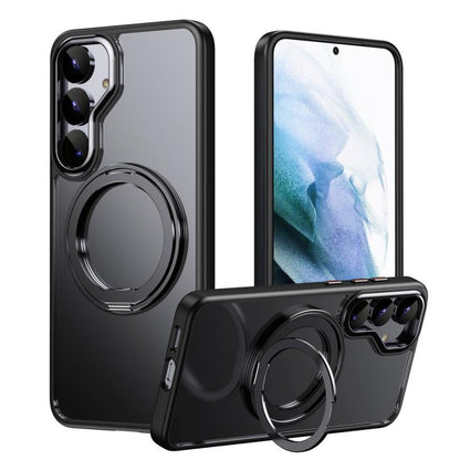 Frosted 360 Degree MagSafe Magnetic Holder Phone Case, For Samsung Galaxy S25 5G, For Samsung Galaxy S25+ 5G, For Samsung Galaxy S25 Ultra 5G