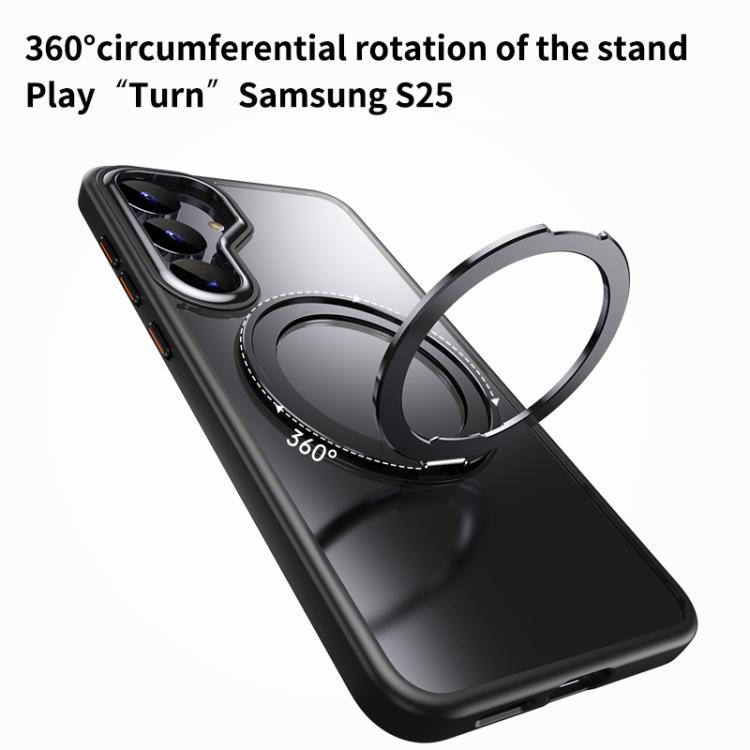 Frosted 360 Degree MagSafe Magnetic Holder Phone Case, For Samsung Galaxy S25 5G, For Samsung Galaxy S25+ 5G, For Samsung Galaxy S25 Ultra 5G