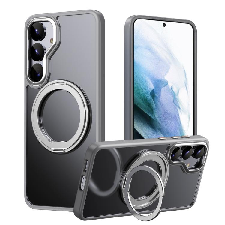 Frosted 360 Degree MagSafe Magnetic Holder Phone Case, For Samsung Galaxy S25 5G, For Samsung Galaxy S25+ 5G, For Samsung Galaxy S25 Ultra 5G