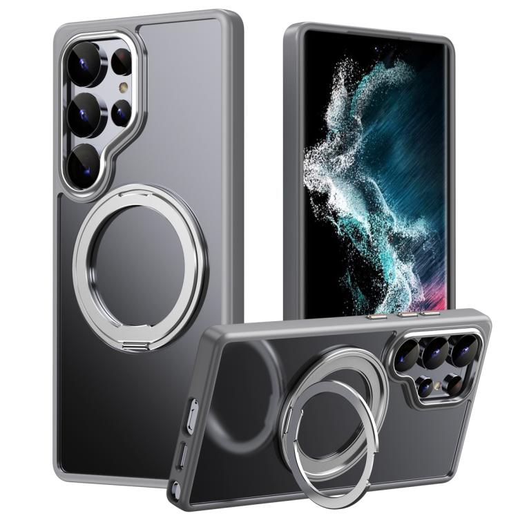 Frosted 360 Degree MagSafe Magnetic Holder Phone Case, For Samsung Galaxy S25 5G, For Samsung Galaxy S25+ 5G, For Samsung Galaxy S25 Ultra 5G