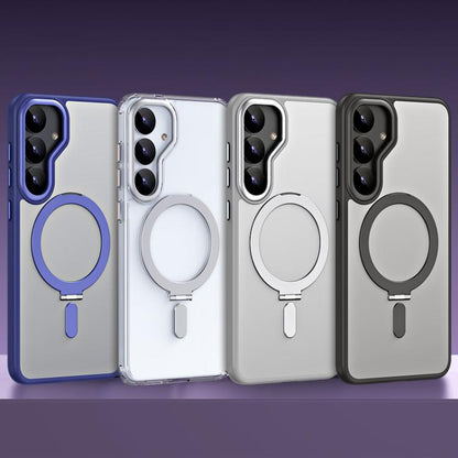 MagSafe Airbag Shockproof Frosted Phone Case with Fold Holder, For Samsung Galaxy S25 5G, For Samsung Galaxy S25+ 5G, For Samsung Galaxy S25 Ultra 5G