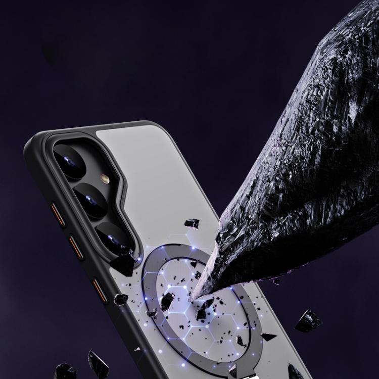 MagSafe Airbag Shockproof Frosted Phone Case with Fold Holder, For Samsung Galaxy S25 5G, For Samsung Galaxy S25+ 5G, For Samsung Galaxy S25 Ultra 5G