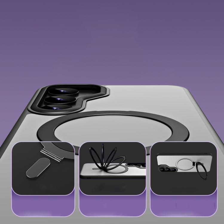 MagSafe Airbag Shockproof Frosted Phone Case with Fold Holder, For Samsung Galaxy S25 5G, For Samsung Galaxy S25+ 5G, For Samsung Galaxy S25 Ultra 5G