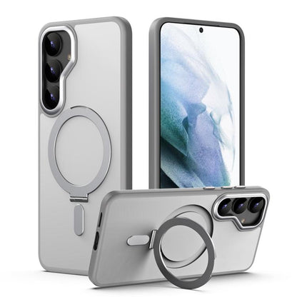 MagSafe Airbag Shockproof Frosted Phone Case with Fold Holder, For Samsung Galaxy S25 5G, For Samsung Galaxy S25+ 5G, For Samsung Galaxy S25 Ultra 5G