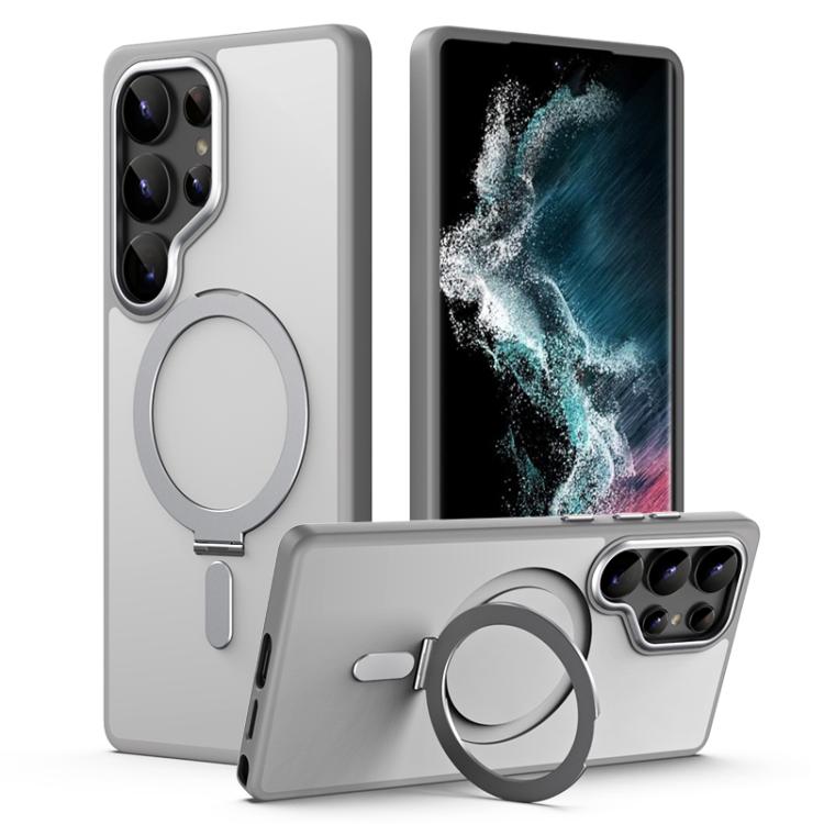 MagSafe Airbag Shockproof Frosted Phone Case with Fold Holder, For Samsung Galaxy S25 5G, For Samsung Galaxy S25+ 5G, For Samsung Galaxy S25 Ultra 5G