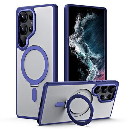 MagSafe Airbag Shockproof Frosted Phone Case with Fold Holder, For Samsung Galaxy S25 5G, For Samsung Galaxy S25+ 5G, For Samsung Galaxy S25 Ultra 5G