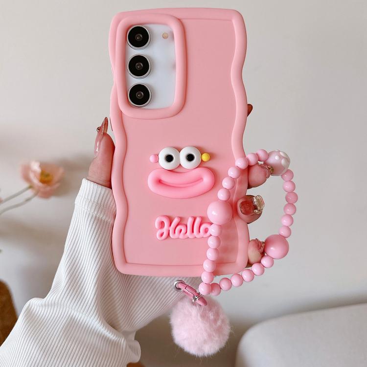 Cartoon Sausage Mouth TPU Phone Case with Bead Chain, For Samsung Galaxy S22 Ultra 5G, For Samsung Galaxy S22 5G, For Samsung Galaxy S21 FE 5G