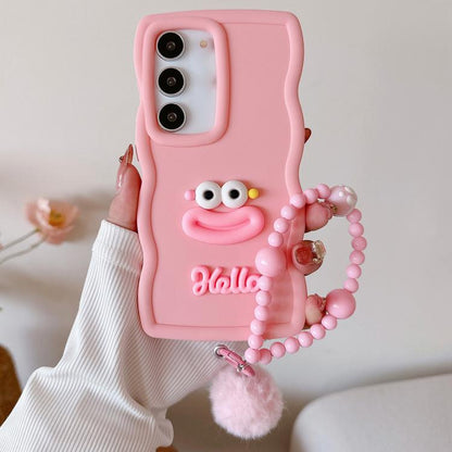 Cartoon Sausage Mouth TPU Phone Case with Bead Chain, For Samsung Galaxy S22 Ultra 5G, For Samsung Galaxy S22 5G, For Samsung Galaxy S21 FE 5G