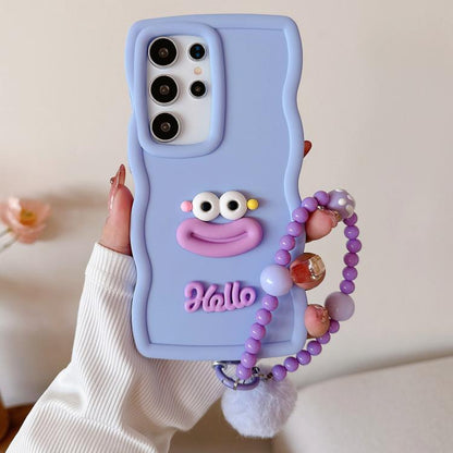 Cartoon Sausage Mouth TPU Phone Case with Bead Chain, For Samsung Galaxy S22 Ultra 5G, For Samsung Galaxy S22 5G, For Samsung Galaxy S21 FE 5G