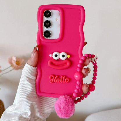 Cartoon Sausage Mouth TPU Phone Case with Bead Chain, For Samsung Galaxy S24 Ultra 5G, For Samsung Galaxy S24+ 5G, For Samsung Galaxy S24 5G, For Samsung Galaxy S23 FE 5G