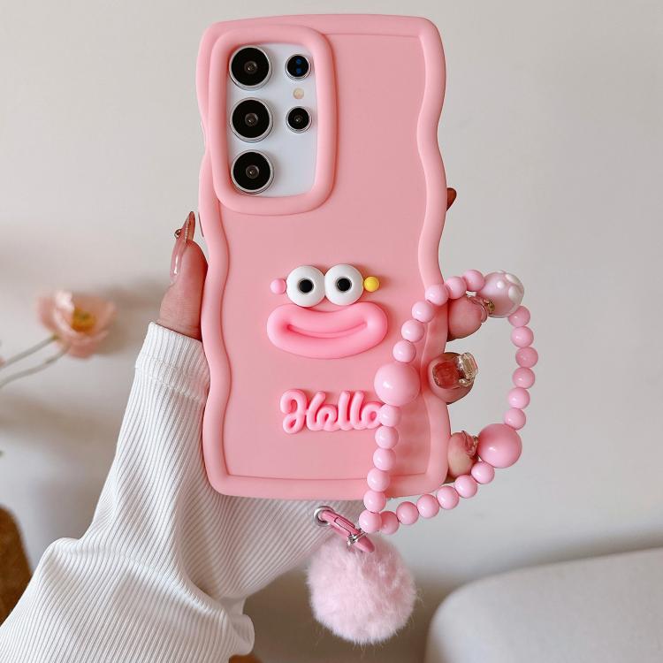 Cartoon Sausage Mouth TPU Phone Case with Bead Chain, For Samsung Galaxy S24 Ultra 5G, For Samsung Galaxy S24+ 5G, For Samsung Galaxy S24 5G, For Samsung Galaxy S23 FE 5G