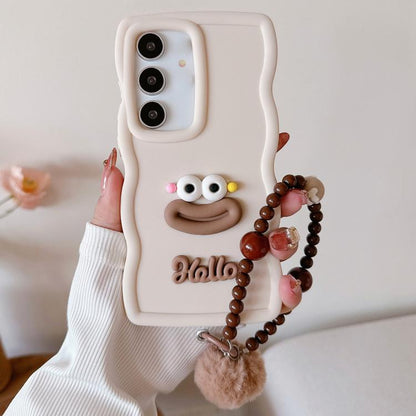 Cartoon Sausage Mouth TPU Phone Case with Bead Chain, For Samsung Galaxy S25 5G, For Samsung Galaxy S25+ 5G, For Samsung Galaxy S25 Ultra 5G, For Samsung Galaxy S24 FE 5G