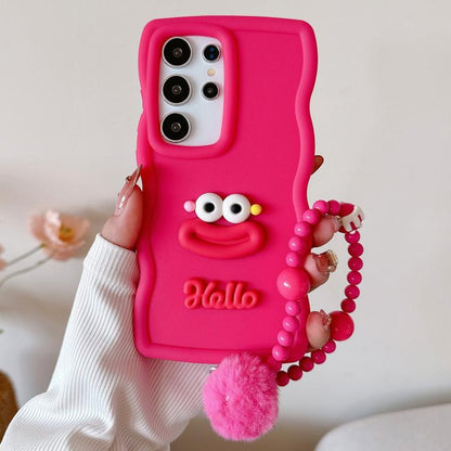 Cartoon Sausage Mouth TPU Phone Case with Bead Chain, For Samsung Galaxy S25 5G, For Samsung Galaxy S25+ 5G, For Samsung Galaxy S25 Ultra 5G, For Samsung Galaxy S24 FE 5G