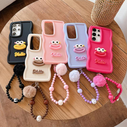 Cartoon Sausage Mouth TPU Phone Case with Bead Chain, For Samsung Galaxy S24 Ultra 5G, For Samsung Galaxy S24+ 5G, For Samsung Galaxy S24 5G, For Samsung Galaxy S23 FE 5G