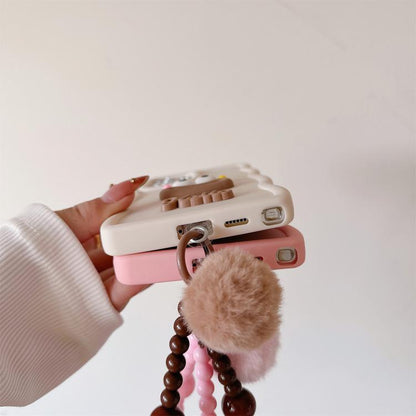 Cartoon Sausage Mouth TPU Phone Case with Bead Chain, For Samsung Galaxy S25 5G, For Samsung Galaxy S25+ 5G, For Samsung Galaxy S25 Ultra 5G, For Samsung Galaxy S24 FE 5G