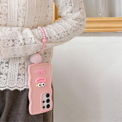 Cartoon Sausage Mouth TPU Phone Case with Bead Chain, For Samsung Galaxy S22 Ultra 5G, For Samsung Galaxy S22 5G, For Samsung Galaxy S21 FE 5G