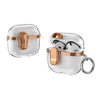 Electroplating Transparent Wireless Earphones Case with Security Lock, For AirPods Pro 3, For AirPods 4, For AirPods Pro 2