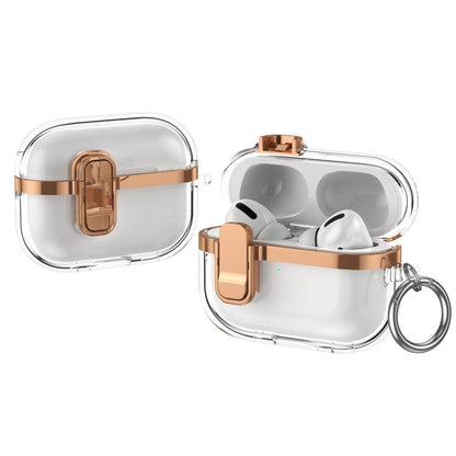 Electroplating Transparent Wireless Earphones Case with Security Lock, For AirPods Pro 3, For AirPods 4, For AirPods Pro 2
